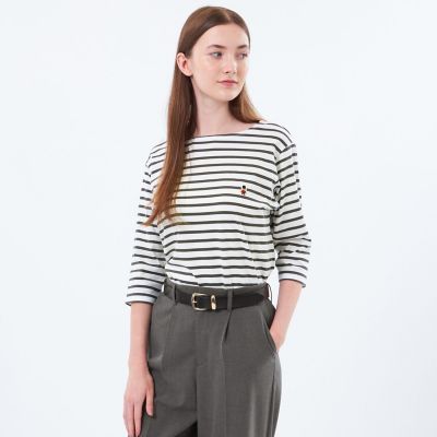 Mackintosh MACKINTOSH PHILOSOPHY (Women)/マッキントッシュ フィロソフィー バッキンガムベア ワッペンボーダーロンT 79カーキ トップス【三越伊勢丹/公式】
