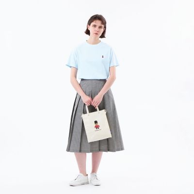 バッキンガムベア 刺繍ワッペン 半袖ニット ライトブルー マッキントッシュ WEB＆一部店舗限定】バッキンガムベア ワッペンTシャツ