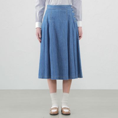 コットンリネンデニムタックプリーツスカート | MACKINTOSH PHILOSOPHY