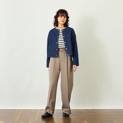 GREY LABEL】デニムノーカラートラッカージャケット