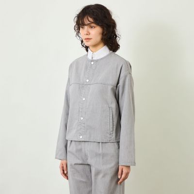 GREY LABEL】デニムノーカラートラッカージャケット 
