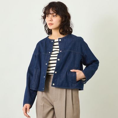 GREY LABEL】デニムノーカラートラッカージャケット