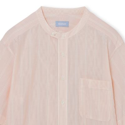 【新品】マッキントッシュフィロソフィー　バンドカラー ストライプ 半袖シャツ36 GREY LABEL ストライプバンドカラー半袖シャツ | MACKINTOSH