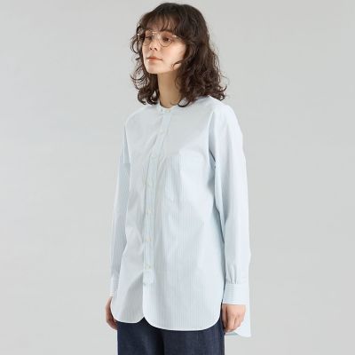 ＜MACKINTOSH PHILOSOPHY (Women)＞ＧＲＥＹ　ＬＡＢＥＬ　ストライプバンドカラーシャツ
