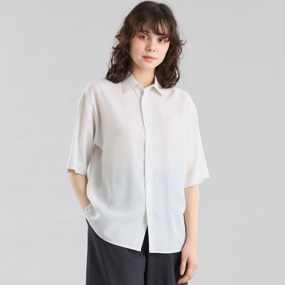 ＜MACKINTOSH PHILOSOPHY (Women)＞ＧＲＥＹ　ＬＡＢＥＬ　ストライプショートスリーブレギュラーカラーシャツ