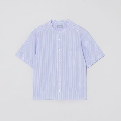 ＜MACKINTOSH PHILOSOPHY (Women)＞ＧＲＥＹ　ＬＡＢＥＬ　ストライプバンドカラーショートスリーブシャツ