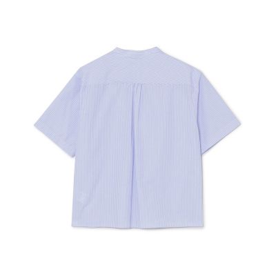 GREY LABEL ストライプバンドカラーショートスリーブシャツ
