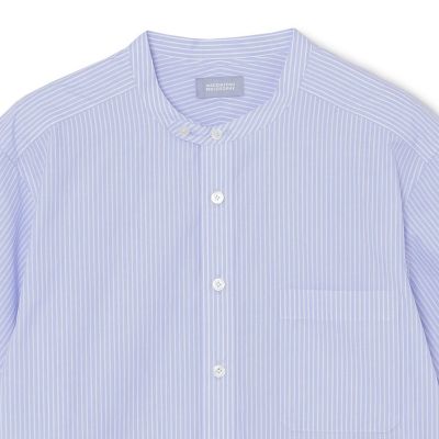 GREY LABEL ストライプバンドカラーショートスリーブシャツ