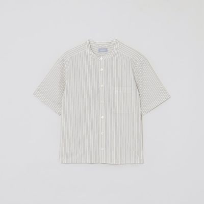 GREY LABEL ストライプバンドカラーショートスリーブシャツ