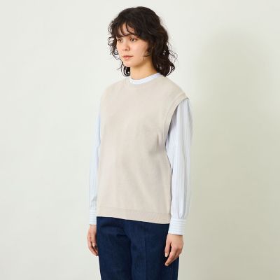 フ*イ様 Shantii シャンティ　ニットベスト コットン　ネイビー　Mサイズ WOMEN 針抜き畦ニットベスト ネイビー