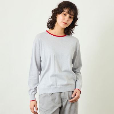 ＜MACKINTOSH PHILOSOPHY (Women)＞【ＧＲＥＹ　ＬＡＢＥＬ】バイカラークルーネックニット