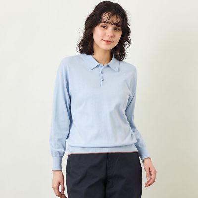 ＜MACKINTOSH PHILOSOPHY (Women)＞ＧＲＥＹ　ＬＡＢＥＬ　ラインニットポロ