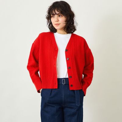 ＜MACKINTOSH PHILOSOPHY (Women)＞【ＧＲＥＹ　ＬＡＢＥＬ】ワイドケーブルカーディガン