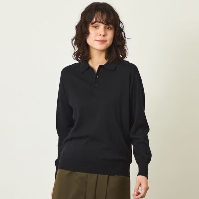 コットン クロップド スリーブレス ポロ セーター
