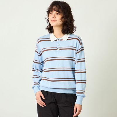 GREY LABEL ファインコットンボーダーポロニット