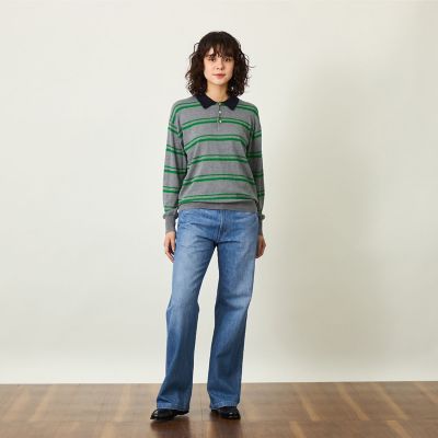 GREY LABEL ファインコットンボーダーポロニット