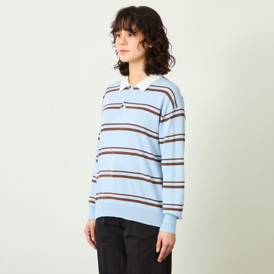 GREY LABEL ファインコットンボーダーポロニット