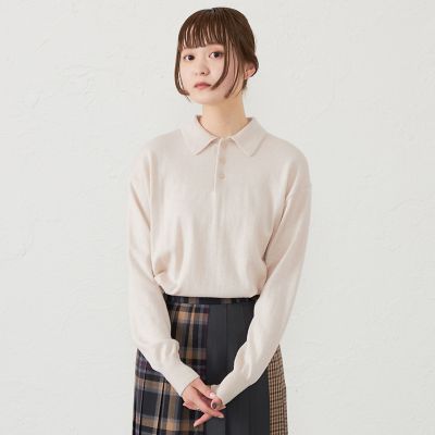 ＜MACKINTOSH PHILOSOPHY (Women)＞ＧＲＥＹ　ＬＡＢＥＬ　ウールコットンニットポロ