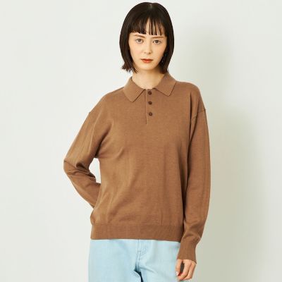 ＜MACKINTOSH PHILOSOPHY (Women)＞ＧＲＥＹ　ＬＡＢＥＬ　コットンウールニットポロ