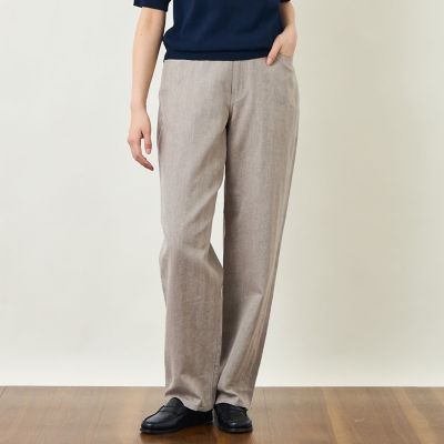 GREY LABEL リネンコットンヘリンボン ワイドパンツ