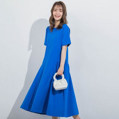 【すっぽり楽ちん】カットギャザーワンピース≪洗濯機で洗える≫
