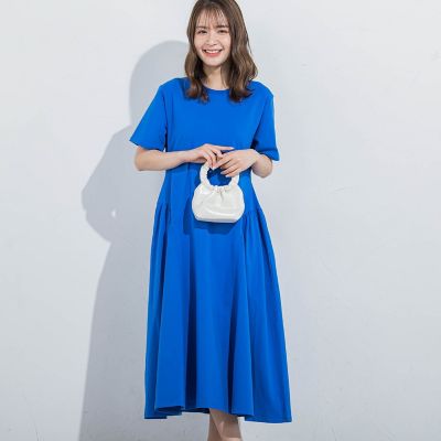 【すっぽり楽ちん】カットギャザーワンピース≪洗濯機で洗える≫