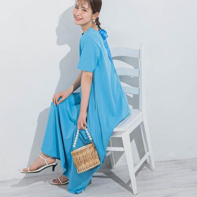 ＜VICKY（Women）＞【大人ワンピ】リネンライクバックリボンワンピース≪洗濯機で洗える≫