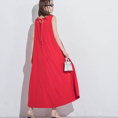 ＜VICKY（Women）＞【バックリボン】リネンライクノースリーブワンピース≪洗濯機で洗える≫