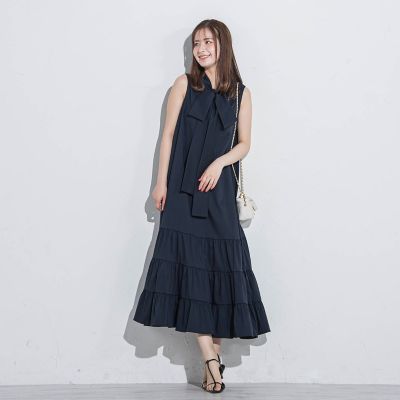 【前後２ＷＡＹ】ビッグリボンティアードワンピース≪洗濯機で洗える≫