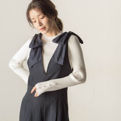 リボンショルダーサロペット≪手洗い可能≫