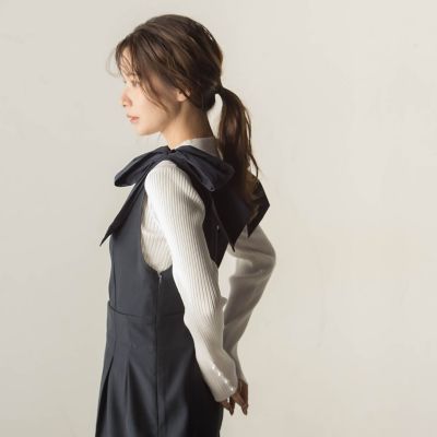 リボンショルダーサロペット≪手洗い可能≫