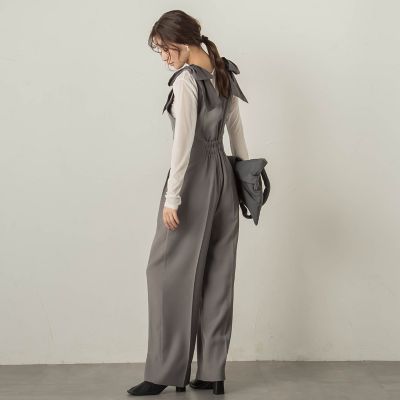 リボンショルダーサロペット≪手洗い可能≫