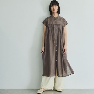 ボイルフレンチスリーブシャツワンピース≪手洗い可能≫ | VICKY