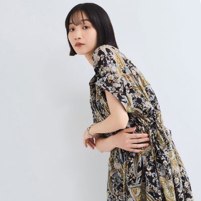 ペイズリー柄スモックシャツワンピース≪手洗い可能≫ | VICKY (Women