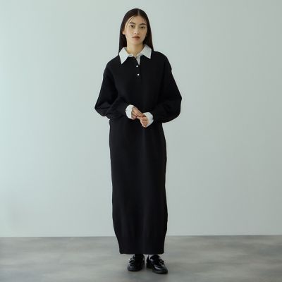 ＜VICKY（Women）＞シャツポロカラーニットワンピース≪手洗い可能≫