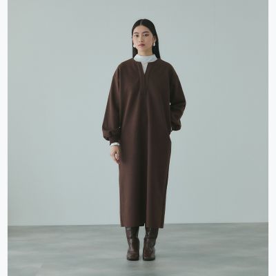 ソフトニットメルトンキーネックワンピース≪手洗い可能≫ | VICKY