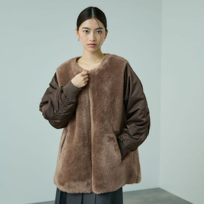 ビッキー（VICKY）/ボア切替ノーカラーミドルコート ボア切替ノーカラーミドルコート | VICKY（Women）/ビッキー | 三越