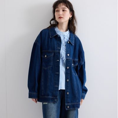 オーバーシルエットデニムジャケット≪洗濯機で洗える≫