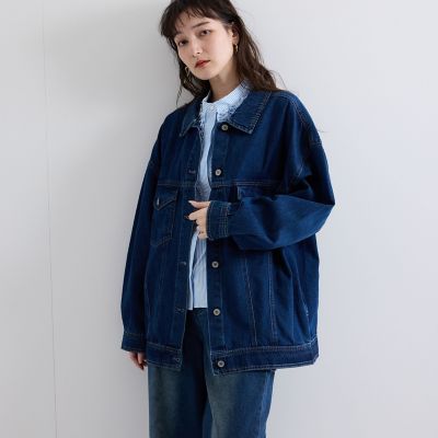 オーバーシルエットデニムジャケット≪洗濯機で洗える≫