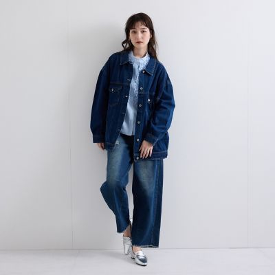オーバーシルエットデニムジャケット≪洗濯機で洗える≫