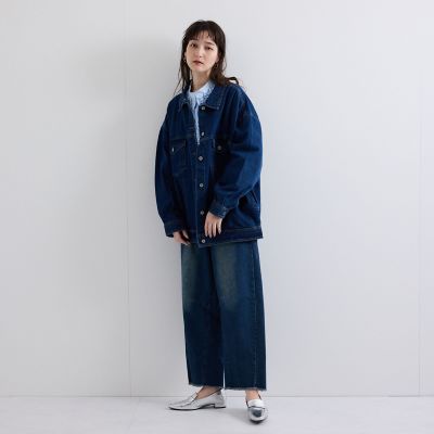 オーバーシルエットデニムジャケット≪洗濯機で洗える≫