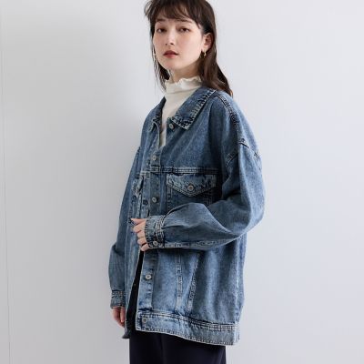 オーバーシルエットデニムジャケット≪洗濯機で洗える≫