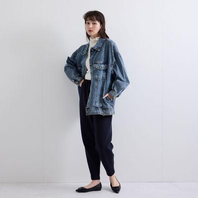 オーバーシルエットデニムジャケット≪洗濯機で洗える≫