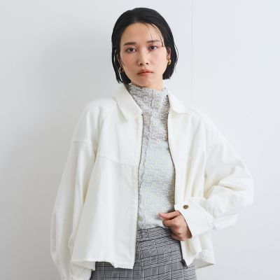 バックフレアデニムブルゾン≪手洗い可能≫