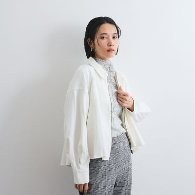 バックフレアデニムブルゾン≪手洗い可能≫