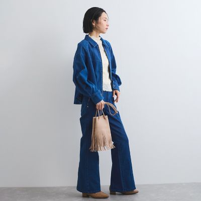バックフレアデニムブルゾン≪手洗い可能≫