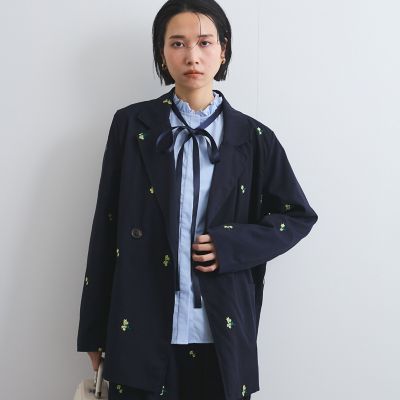 ツイルフラワー刺繍ジャケット≪手洗い可能≫