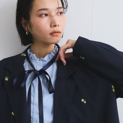 ツイルフラワー刺繍ジャケット≪手洗い可能≫