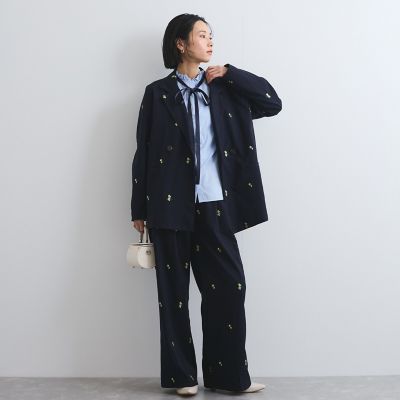 ツイルフラワー刺繍ジャケット≪手洗い可能≫