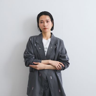 ツイルフラワー刺繍ジャケット≪手洗い可能≫